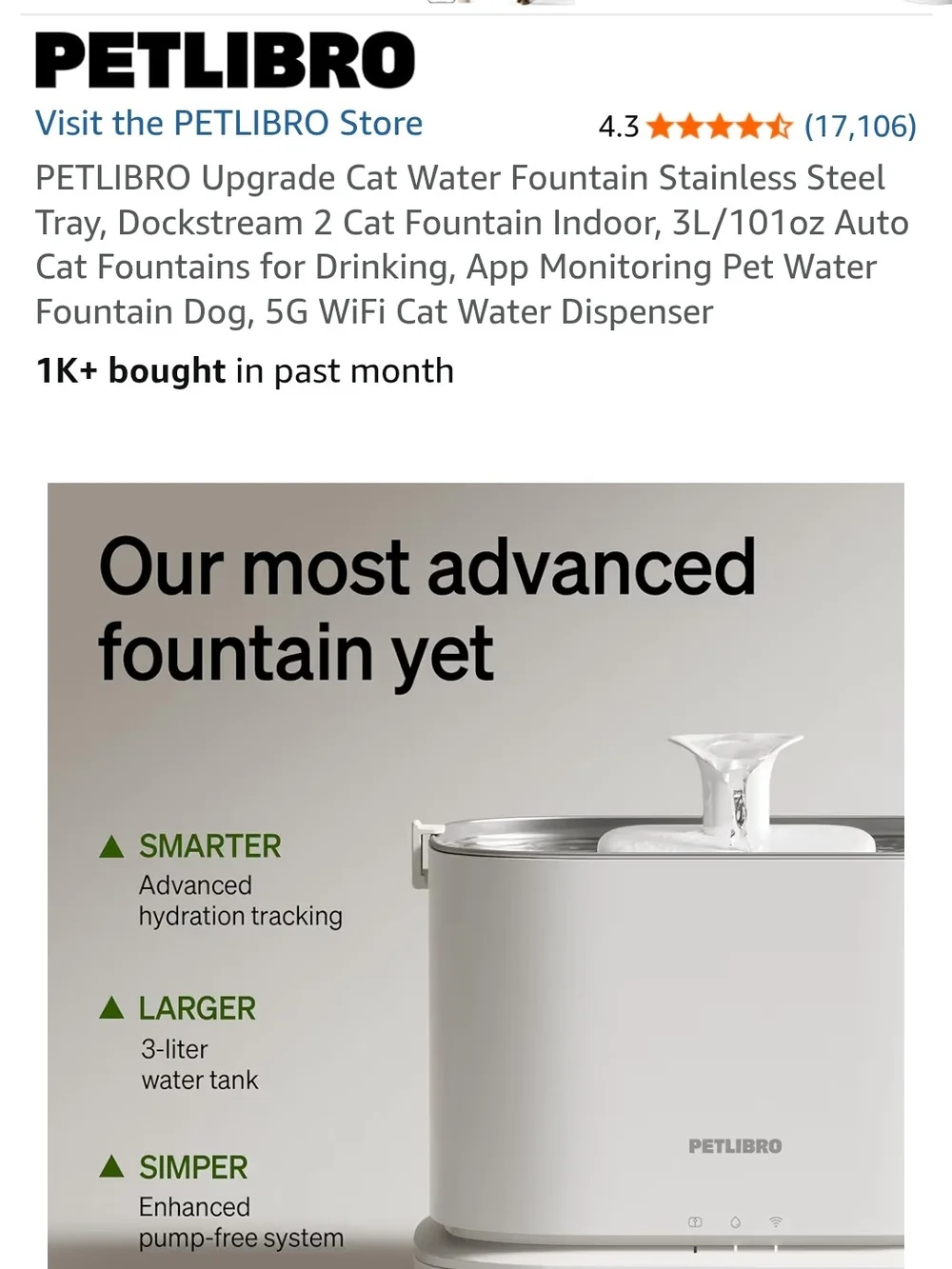 Smart Cat Water Fountain - White